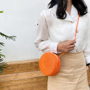 Fashion Women Straw Woven Pure Color Messenger Bag Round Purse (Orange)