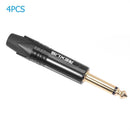 4pcs 6.35mm Male 1/4"" Mono Jack Audio Plug Connector Jack Adapter for Mic