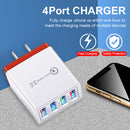 LED Mobile Phone Wall Chargers 4 Ports USB Tablet Charger Adapter (Red)