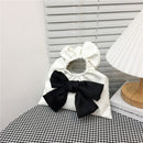 Retro Pleated PU Leather Bowknot Tote Bag Women Contrast Color Small Handbags