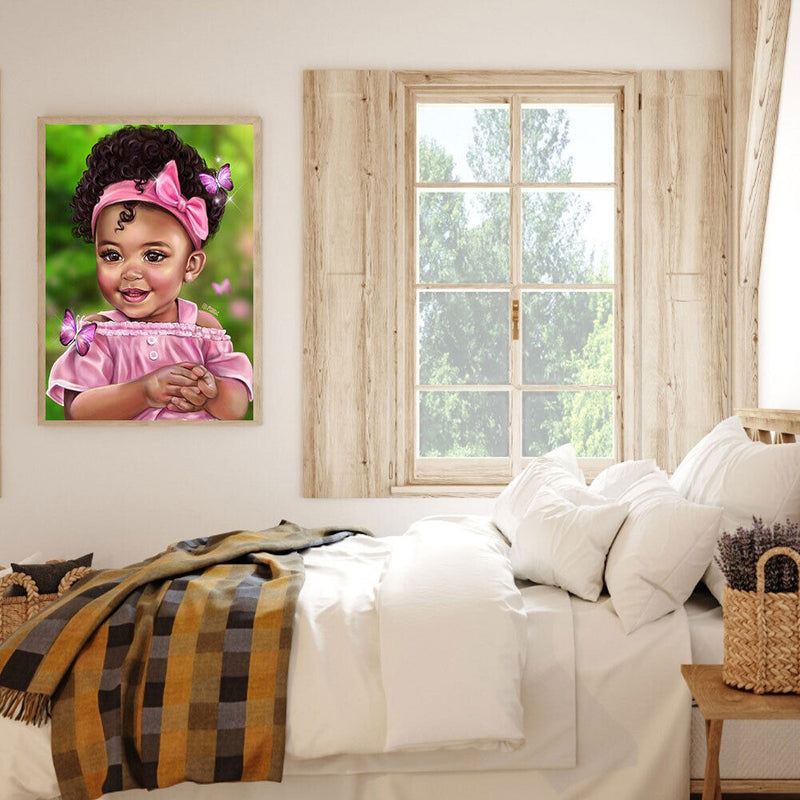 5D DIY Diamond Painting Full Round Drill Curly Hair Girl Wall Decor Rhinestone