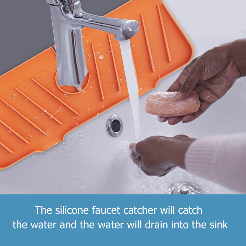 Mat Sink Splash Guard Water Catcher Drying Pads for Kitchen (Orange)