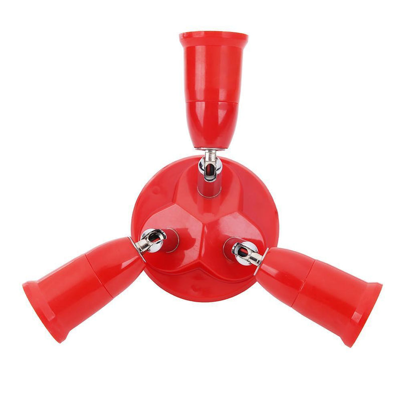 3 in 1 E27 to E27 Lamp Base Socket Splitter LED Light Bulb Holder (Red) Newly