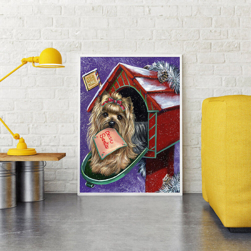 Full Drill Mosaic Craft Picture DIY Snow Dog Rhinestone Diamond Painting Poster