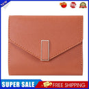 Retro Leather Solid Color Trifold Short Wallet Women Card Holder (Coffee)