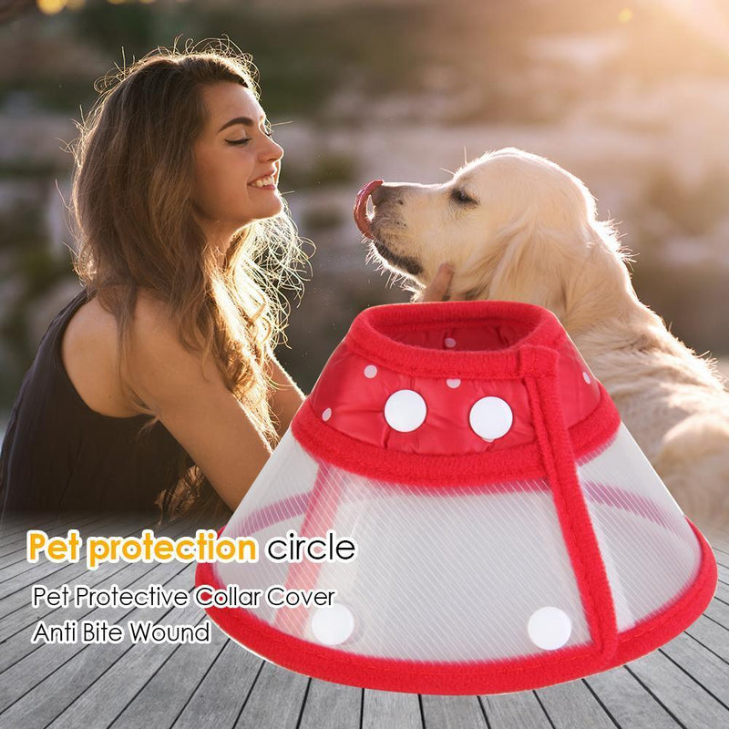 Dog Wound Recovery Cover Pet Anti-Bite Lick Medical Cone Collar (Red S) Newly