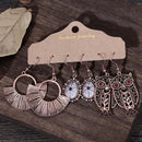 Jewelry Ethnic Earrings Set Tassel Fringe Circle Leaf Geometric Drop Dangle