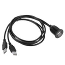 USB 2.0 Car Dash Board Cable Extension Dual Port Boat Male to Female Socket Cord