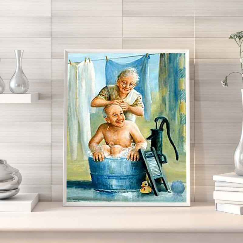 5D DIY Diamond Painting Old Couple Full Round Drill Mosaic Picture Rhinestones