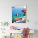 Paint By Numbers DIY Beach Boat Painted on Canvas Oil Art Craft Home Wall Decor