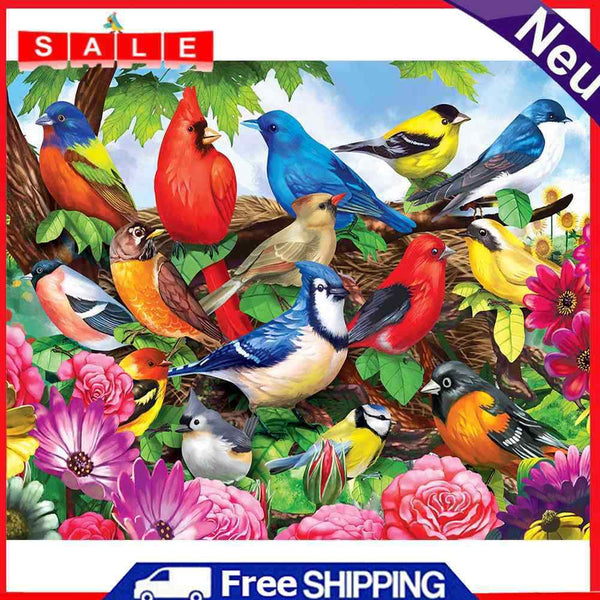 DIY Bird Flower Oil Paint by Numbers Kit Drawing on Canvas Pictures Home Decor
