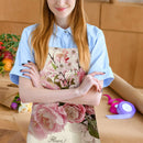 Pink Flower Print Apron Linen Waterproof Cooking Bibs Kitchen (82x68cm)