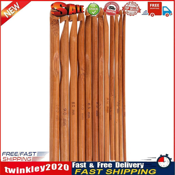 12-Size Bamboo Handle Crochet Hook Knit Weave Yarn Craft Knitting Needle Newly