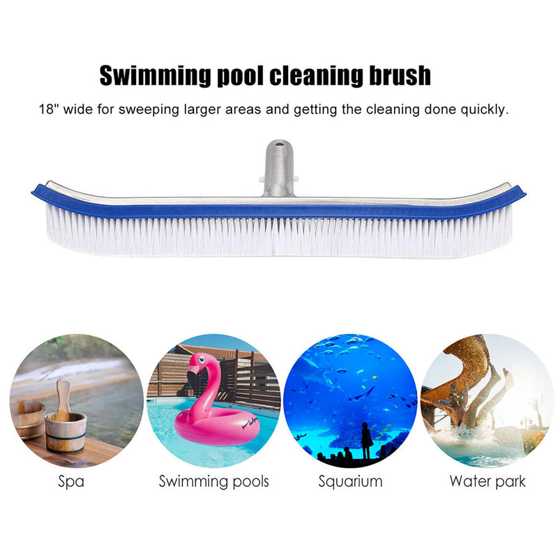 18 inch Swimming Pool Brush, Aluminum Handle and Nylon Bristles, Profession