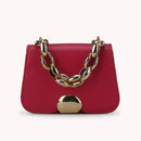 Designer Women Chain PU Leather Crossbody Bag Mini Flap Handbag (Rose Red)