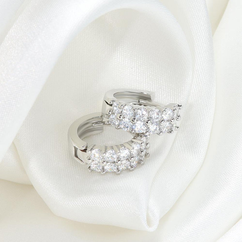 Zircon Ear Buckle Double Rows Zircon Ear Stud Diamond Earrings Ear Piercing