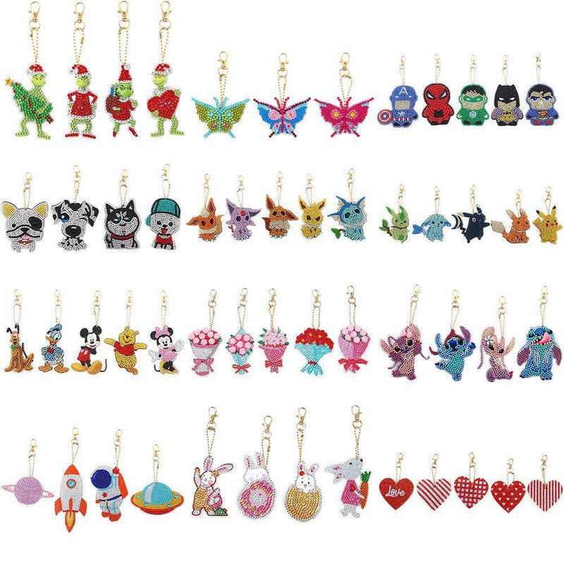 1pcs Mosaic Diamond Painting Keychain 5D DIY Rhinestone Keyring Kit