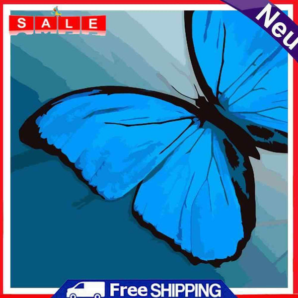 40x40cm Blue Butterfly Frameless Picture Oil Paint By Numbers Painted Picture