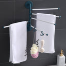 5 Bar Wall Mounted Rotating Towel Rack Bathroom Bath Towel Holder (White) Newly