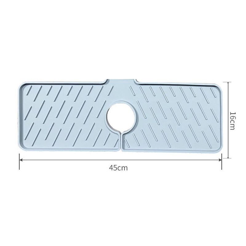 Bathroom Faucet Water Catcher Mat Sink Draining Pad Behind Faucet (Grey)