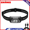 Rechargeable LED Headlamp Outdoor Waterproof Warning Head Torch USB Induction