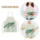 Linen Sea Turtle Print Kitchen Aprons Bibs for Women Men Household Cooking