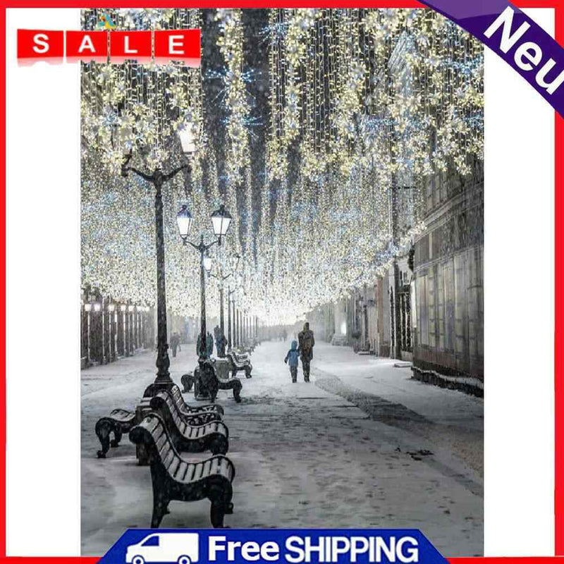 Full Round Drill Rhinestone Picture DIY Snow Street 5D Diamond Painting Decor