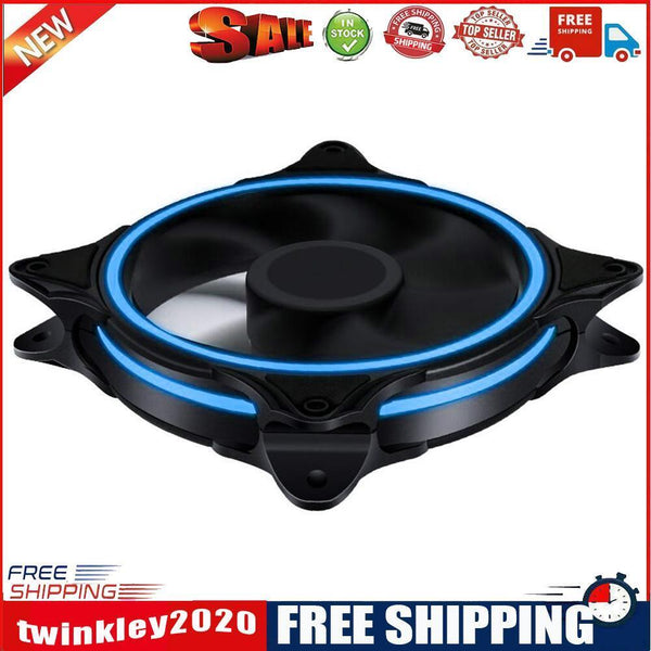 120mm PC Case Fan Halo Triple-Ring Chassis Cooling Fan for Desktop (Blue)