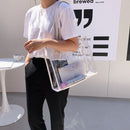 Retro Women Clear Composite Bags Shoulder Bag Pure Color Handbags (White)
