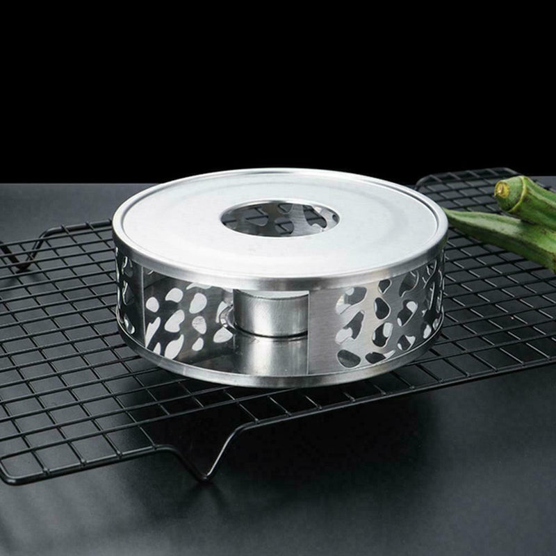 Steel Tea Warmer Teapot Round Base Candle Heater Coffee Milk15*15*5CM H8Q7