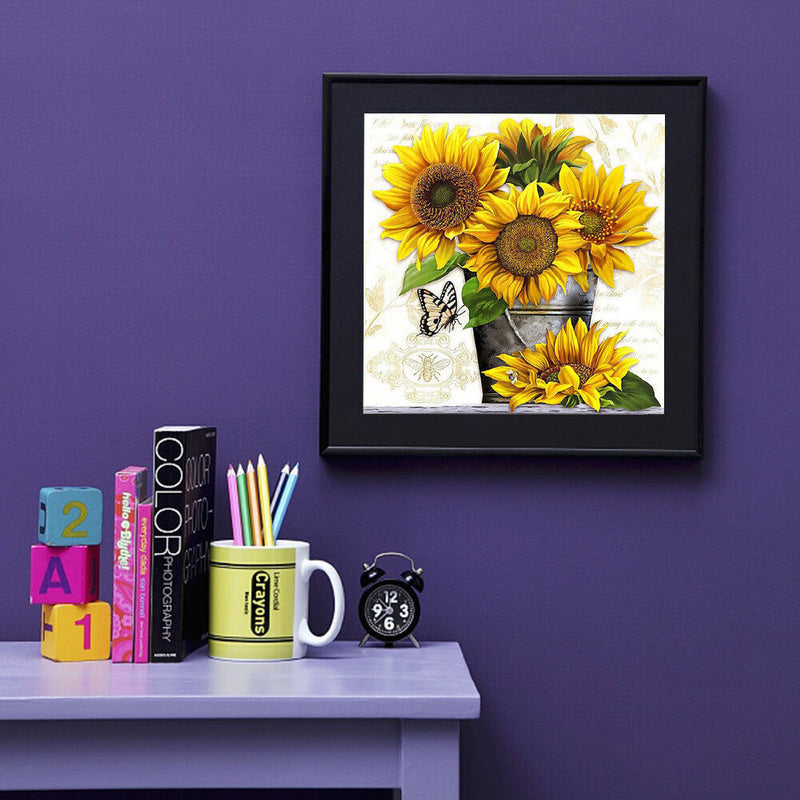 5D DIY Diamond Painting Kits Full Round Drill Sunflower Bouquet Mosaic