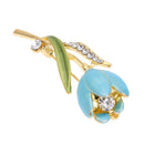 Tulip Flower Brooch Pin Crystal Rhinestone Women Costume Jewelry(Light Blue