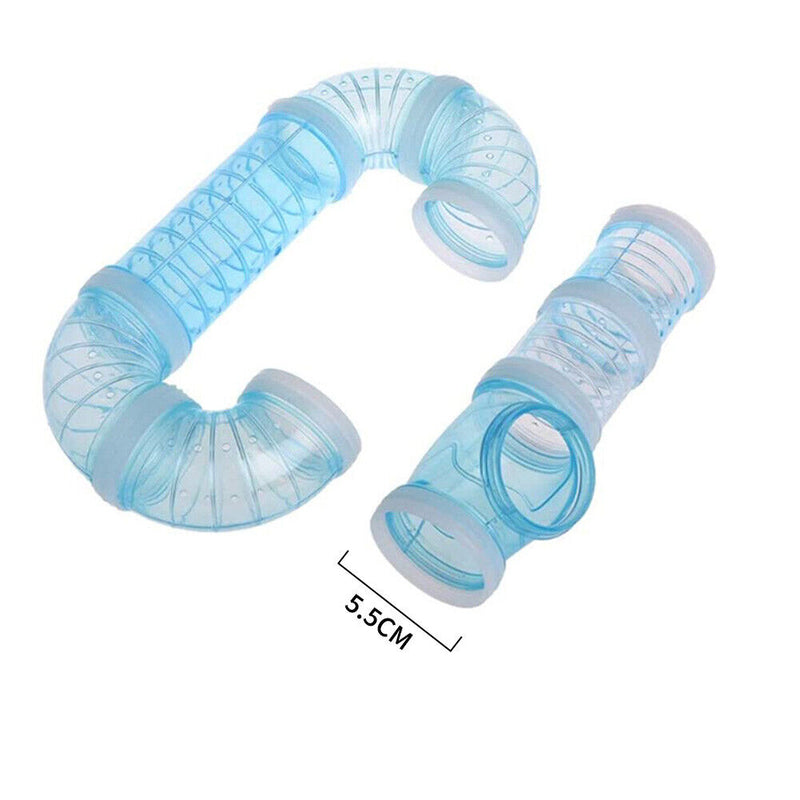 8pcs Hamster Tunnel Assembly Pipe Set External Small Pet Pipeline (Blue) Newly