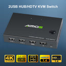 4K HDMI-compatible Switcher USB HUB KVM Switch for Keyboard Mouse Printer