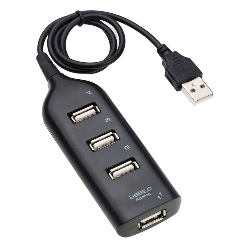 USB Hub 5Mbps High Speed Multi USB 2.0 Adapter 4 Port Splitter (Black)