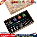 Starry Sky Glass Fountain Dip Pen Stationery Calligraphy Pen (Dark Green) Newly