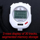 Digital Stopwatch Chronograph Sports Timer Stop Watch (White/ 30 Tracks) Newly