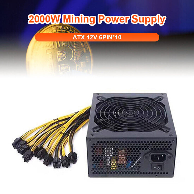 ATX 12V 2000W Desktop Computer Mining Power Supply 10x6 Pin for ETH BTC Miner