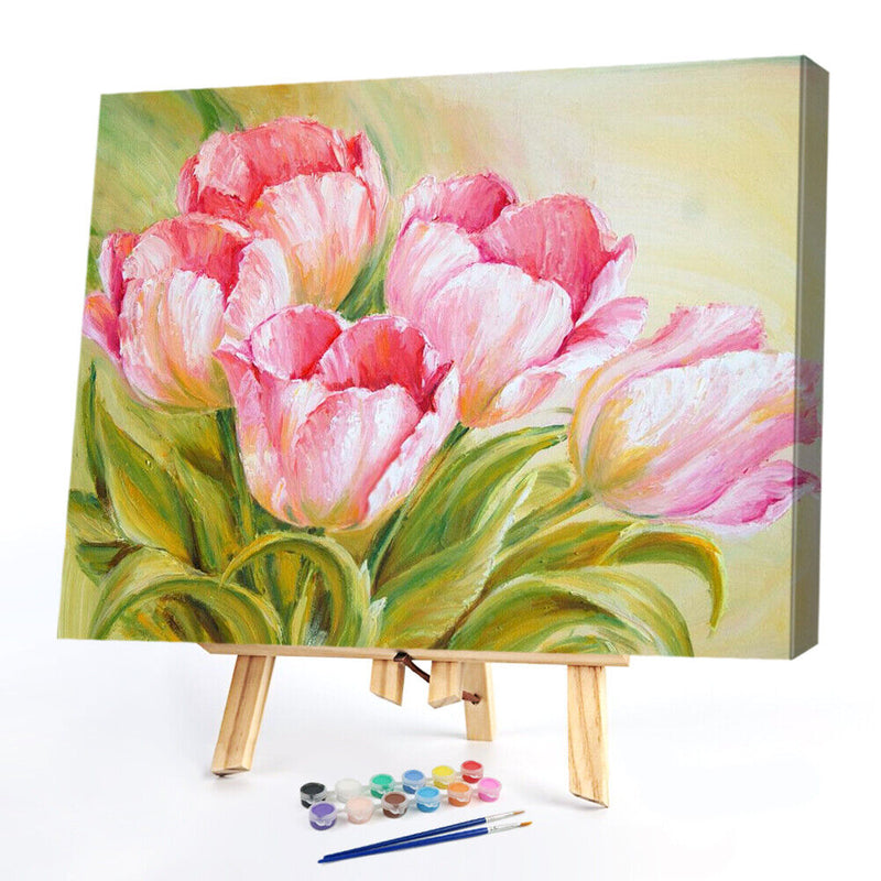 Tulip/Sunflower Oil Paint By Numbers DIY Canvas Wall Picture Craft Home Decor