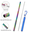 Outdoor Reusable Collapsible Drinking Straw Suit with Cleaning Brush (A) Newly
