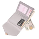 Pure Color Trifold PU Leather Coin Purse Women Simple Card Holder Short Walle