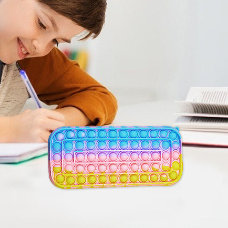 Decompress Press Bubble Pencil Case Kid Storage Stationery Box (Colorful) Newly