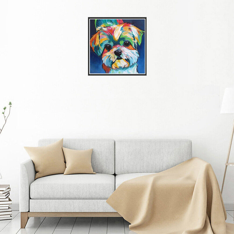 5D DIY Diamond Painting Lovely Colorful Dog Cross Stitch Embroidery Mosaic