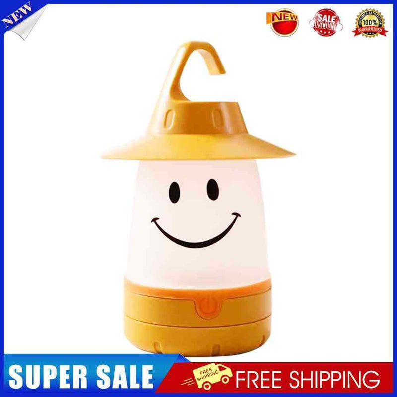 LED Smiley Cute Hanging Night Light Tent Camping Home Decorations (Yellow)