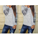 Women Patchwork Tees O-Neck Casual Loose Cotton Tops Long Sleeve T-Shirts/M
