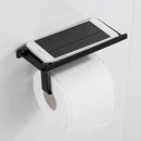 Wall Mounted Toilet Paper Tissue Paper Holder Phone Storage Shelf (Black) Newly