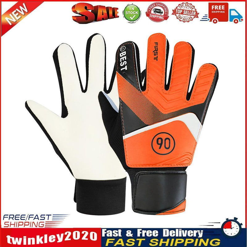 Kids Soccer Football Goalkeeper Gloves Finger Protection Gloves (Orange 6) Newly
