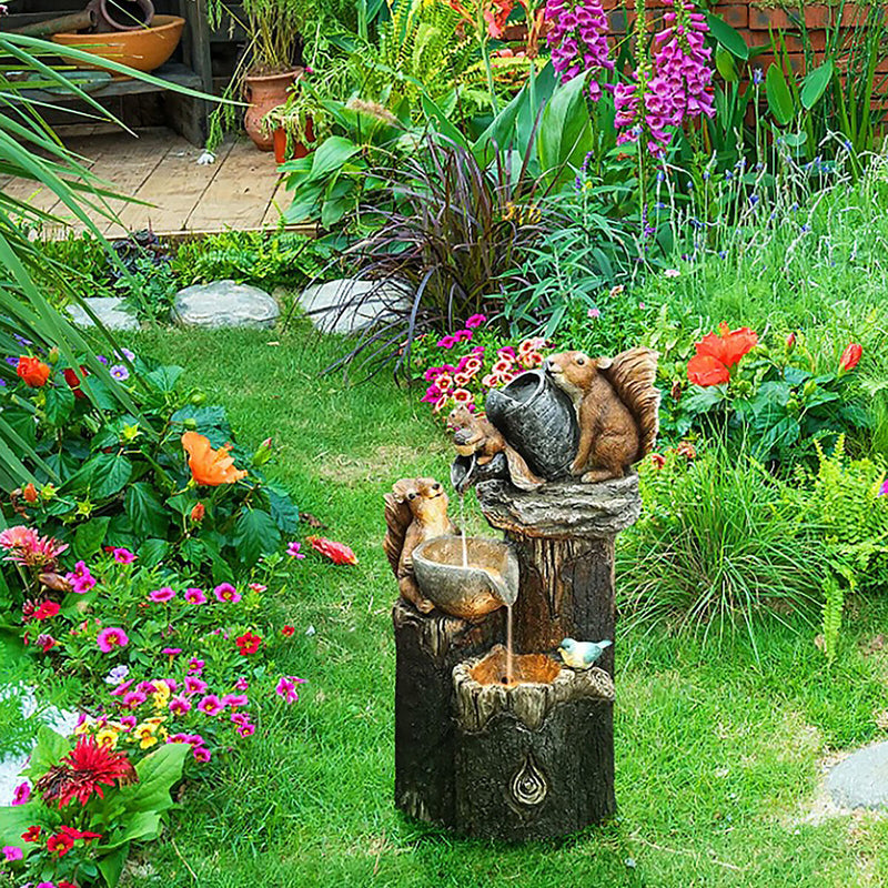 Garden Statue - Animal Sculptures Squirrel Outdoor Decoration Light (Solar)