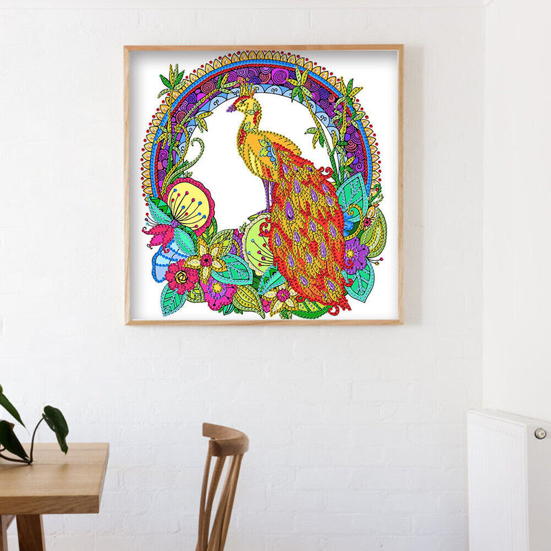 Mosaic Part Drill Special Shaped DIY Flower Peafowl Picture 5D Diamond Painting