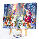 Santa Claus with Animal Oil Paint By Numbers Drawing DIY Home Decoration Gifts